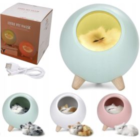  SET LAMPADA NOTTURNA FIGURINA GATTO addormentato