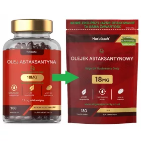   Astaksantyna Olejek 18mg, 180 Kapsułek Horbaach - Potente Antiossidante Naturale