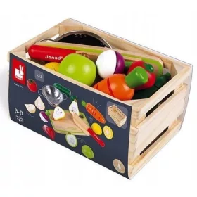    Janod Cassetta in legno con frutta e verdura da tagliare e accessori 23 elementi 3+ Janod