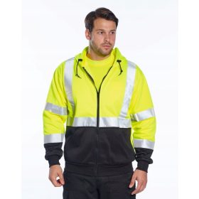 Felpa con cappuccio alta visibilità Nera Gialla 2XL