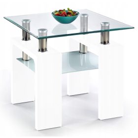    Tavolino quadrato Elior Karis 60 x 60 x 55 cm bianco, trasparente