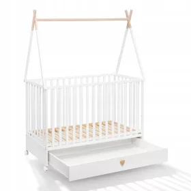 Letto Dreamy 120x60 con cassetto e ruote, bianco