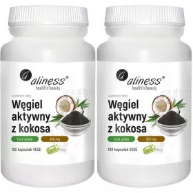   Set di Capsule di Carbone Attivo da Cocco Food Grade Aliness - 200 Capsule Totali