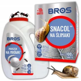   Bros Snacol repellente per lumache 1,1 kg + Bros polvere di formiche 1 kg 1000 ml