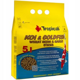    Alimento sotto forma di Koi tropicali e pesci rossi, germe di grano e bastoncini d'aglio, 400 g