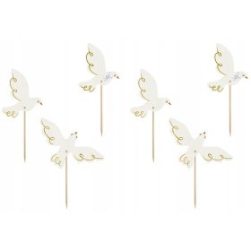  Party Deco KPM31 toppers piccione bianco, 6 pezzi