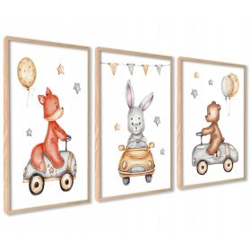  Set di 3 poster Immagini per bambini Volpe Orsetto 30x40
