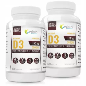   Vitamina D3 Forte 2000 IU con L-Leucina e Prebiotico - 240 Capsule di Wish Pharmaceutical