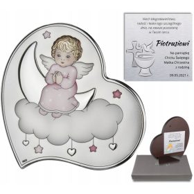  QUADRO ANGELO IN ARGENTO SU NUVOLA ROSA DS37/2CR