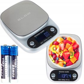    Bilancia da cucina Blow KS203 argento/grigio 5 kg + Batteria Blow AAA zinco-carbone (R3) 2 pz.