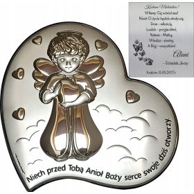  QUADRO ANGELO IN ARGENTO, SOUVENIR DI BATTESIMO E COMUNIONE