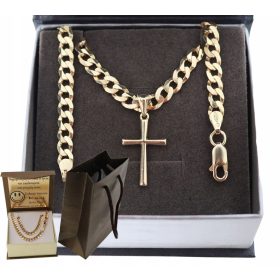    CATENA DI ARMATURA DA UOMO COMPLETA IN ORO CON CROCE PR. 925 585 14K + INCISIONE