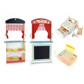    Stand di verdure, registratore di cassa, teatro, molto divertente