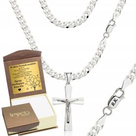    Catena per Armatura in Argento da Uomo da 5,00 mm con Croce pr 925 Incisione Gratuita