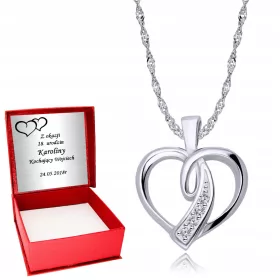  Catena a cuore in argento 925 con incisione a cuore