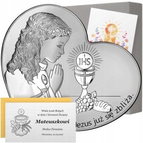    Quadro Beltrami in argento raffigurante un cuore da bambina, 9,6x11 cm