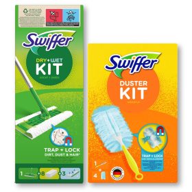   Kit Swiffer Flat Mop Mop 27 cm + Kit Swiffer Duster con 4 ricambi