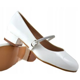    CIABATTE Argento CINTURINO Tacco COMMUNION BIANCO scarpe per bambini in pelle ecologica taglia 35