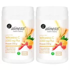   Vitamina C 1000 Buforata Plus di Aliness con Acerola e Rutina, Polvere 250g - Confezione Doppia