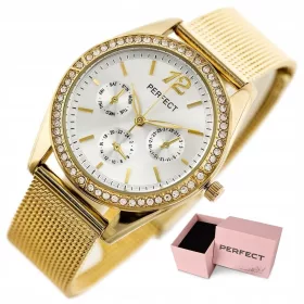    OROLOGIO DA DONNA ADELLE PERFETTO + SCATOLA + INCISIONE, zirconi maglia oro