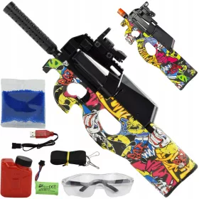    FUCILE AUTOMATICO PALLE GEL P90 PISTOLA LANCIA + Libro di adesivi, fumetti Shop_lolki
