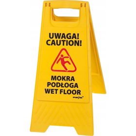    Un cartello con il cartello "Pavimento bagnato" - pavimento bagnato