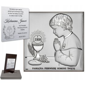  Quadro in argento Ricordo della Prima Comunione, inciso