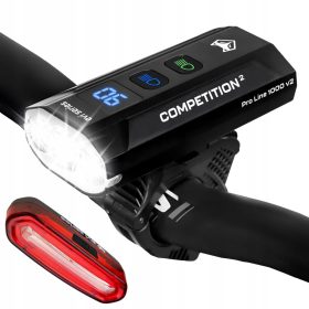    Illuminazione bicicletta EVI Light COMPETITION2 linea pro 1200 lm batteria + Illuminazione bici posteriore serie Evi iLIGHT pro 120 lm batteria