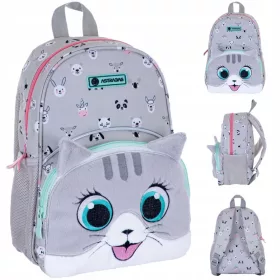    Zaino asilo AstraBag monoscomparto per bambine Sfumature di grigio e argento, multicolore