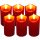 Set di 6 Candele LED Decorative Impermeabili Rosse 9,5cm - Effetto Fiamma Tremolante
