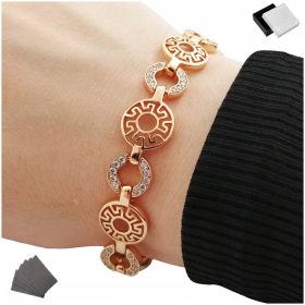    BELLISSIMO BRACCIALE DA DONNA IN ORO GRECO CON ZIRCONI 18K IN REGALO + OMAGGIO