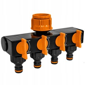  DISTRIBUTORE ACQUA DA GIARDINO A 4 VIE PER TUBI A NASTRO