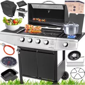    POTENTE GRIGLIA A GAS LEHMANN OHIO 4+1 GRIGLIA IN GHISA + COPERCHIO