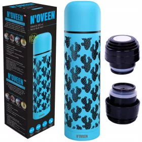    N'oveen thermos per bevande, TAZZA TERMICA, BOTTIGLIA TURISTICA, FANTASIA, 0,5 l, sfumature del blu