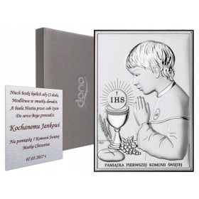    Quadretto della Santa Comunione - ricordo della Prima Comunione, 12x20 cm