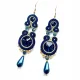  Orecchini soutache, blu navy, oro, matrimonio, perla