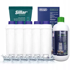    Sillar 5_SIL001 filtri acqua per macchina caffè Delonghi 5 pz + anticalcare Delonghi Ecodecalk DLSC500 500 ml