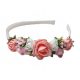  Cerchietto in plastica, rosa cipria, bianco, fiori, rose