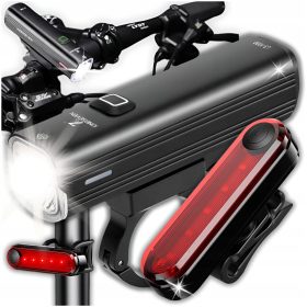    KINGSEVEN L3-1000 luce anteriore per bicicletta 1000 lm + luce per bicicletta ZeeTech Luce posteriore per bicicletta 056 batteria da 50 lm