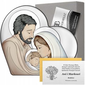    Quadro in argento Sacra Famiglia Matrimonio Battesimo Comunione