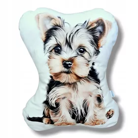    Peluche mascotte del cane con un cuscino di peluche per cani York York