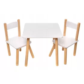  SET Tavolo in Legno + 2 Sedie per Bambini Tavolo Bianco