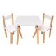  SET Tavolo in Legno + 2 Sedie per Bambini Tavolo Bianco