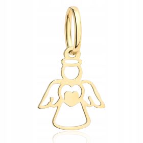  CIONDOLO CUORE ANGELO, ORO 585