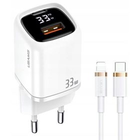  Caricabatterie USAMS 33W 1xUSB-C 1xUSB + cavo iPhone