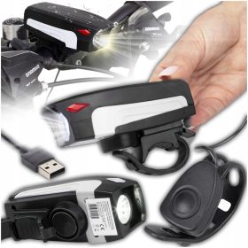    Be-active.pl Illuminazione per bicicletta Lampada per bicicletta, torcia da manubrio con allarme, batteria da 350 lm