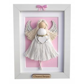  Angelo in cornice Regalo souvenir per battesimo in macramè