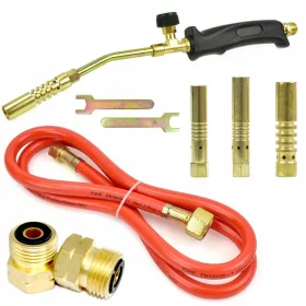   TORCIA SALDATRICE A GAS SALDATORE 3 UGELLI TUBO + RIDUTTORE IN OTTONE PER BOMBOLA GZ21.8MM, GW3/8"