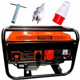   Generatore di corrente trifase stazionario Kraft&Dele 3200 W benzina + Guanti Kraft&Dele RST taglia 10 - XL 1 paio