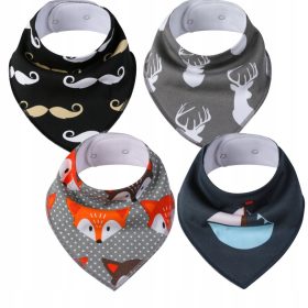    Bavaglino in tessuto Simed, bianco, nero, sfumature del giallo e dell'oro, fantasie geometriche